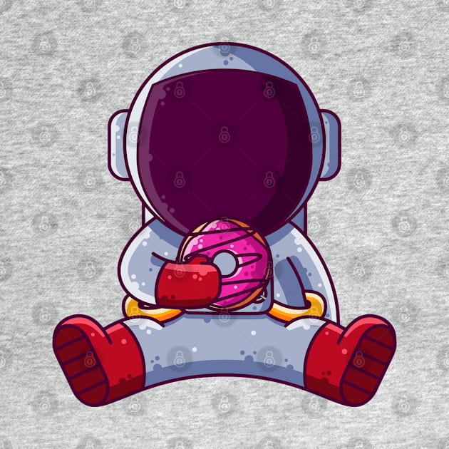 Cute Astronaut Eating Donut Cartoon by Ardhsells